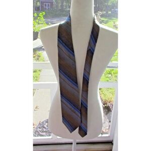 Vintage Don Loper of California Blue & Gold Striped Men's Necktie
